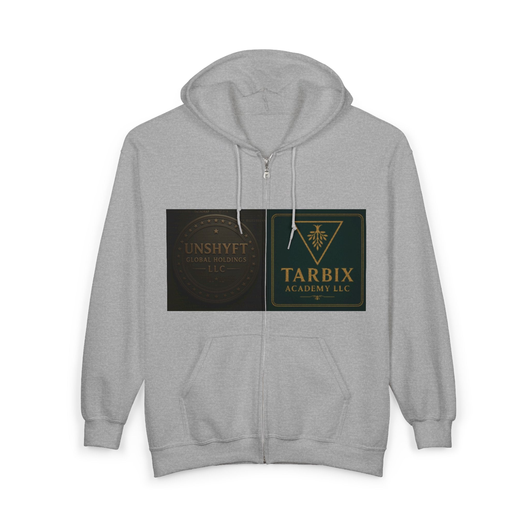 Tarbix Academy Zip Hoodie – Black Full-Zip Sweatshirt with Gold Crest