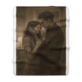 Romantic Couple Sherpa Blanket — Vintage Sepia Embrace Throw