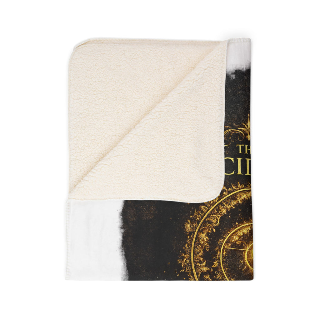 Lucidian Library Fleece Sherpa Blanket — Magical Golden Spiral Bookish Throw