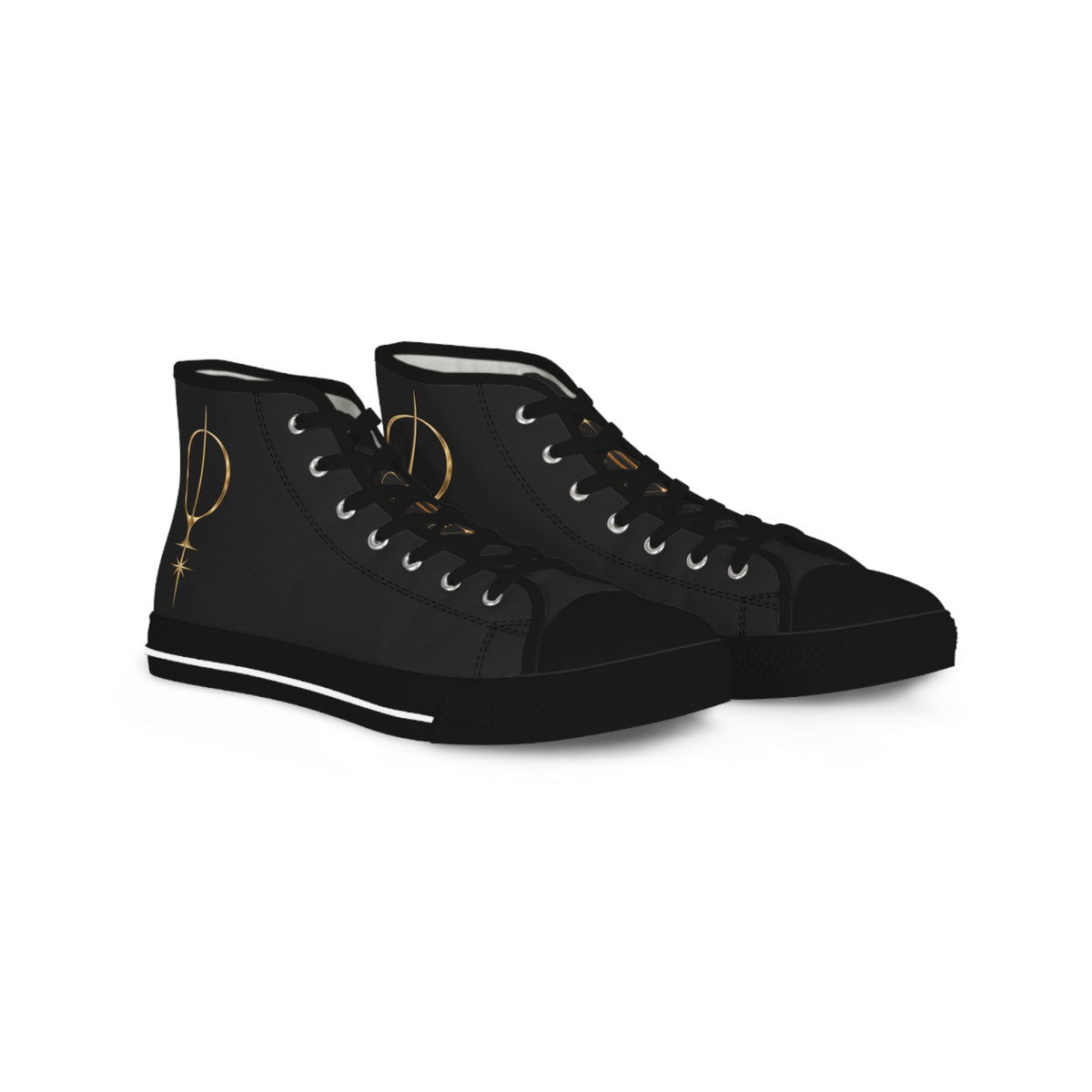 White High-Top Sneakers with Minimal Gold Nautical Compass Accent