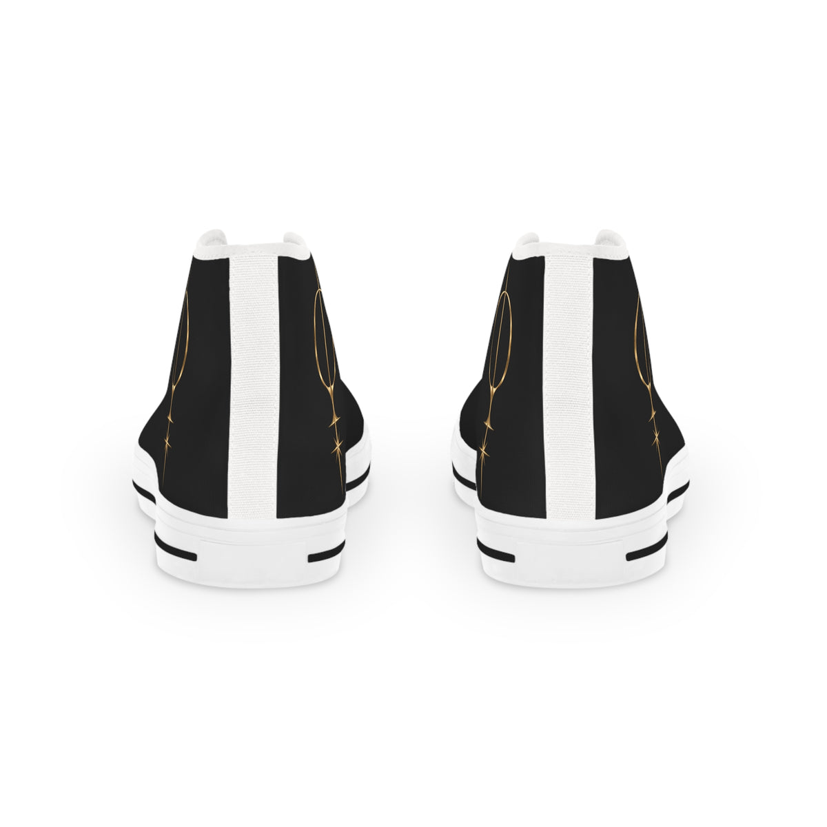 White High-Top Sneakers with Minimal Gold Nautical Compass Accent