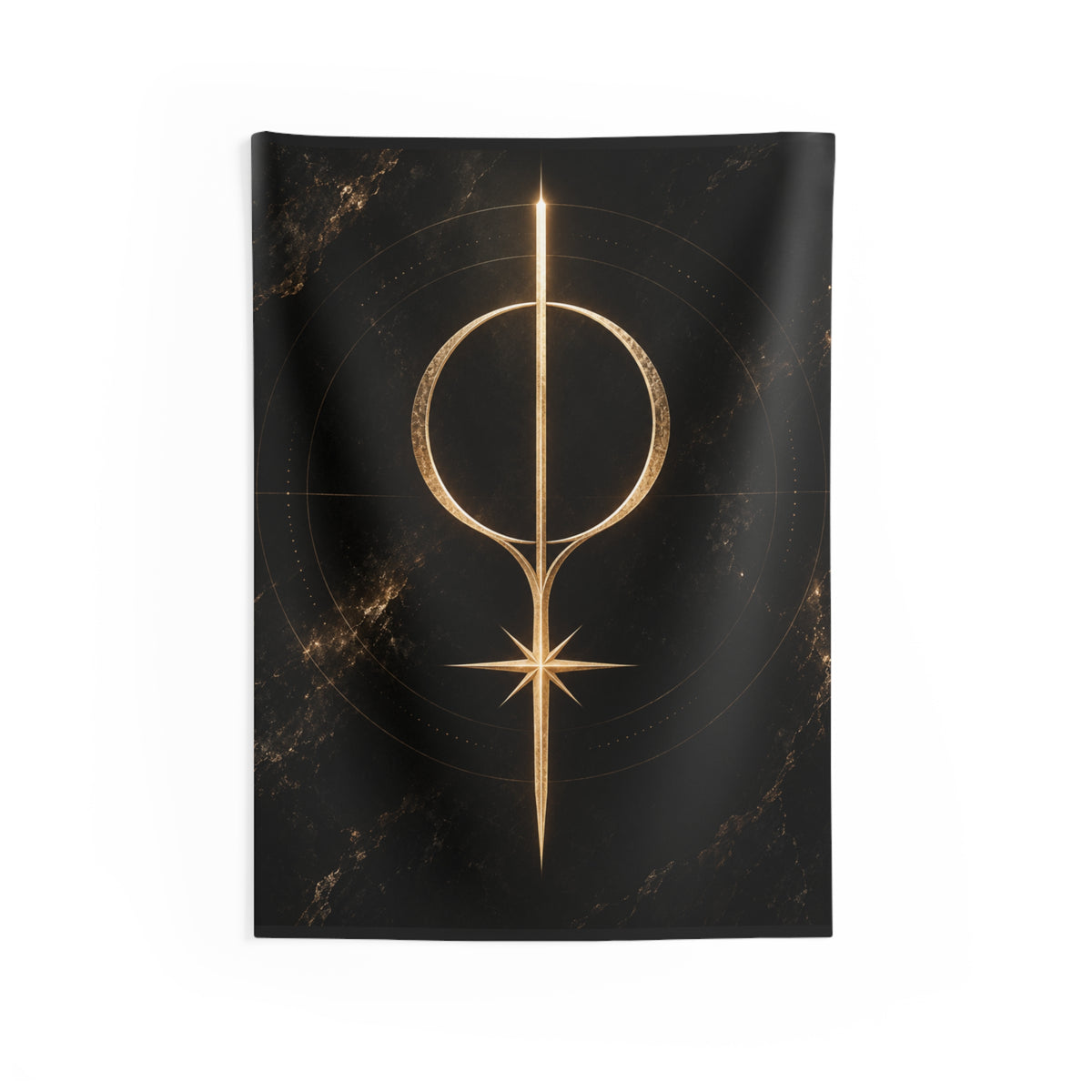 Occult Star Tapestry — Gold Celestial Wall Art for Boho & Meditation Spaces