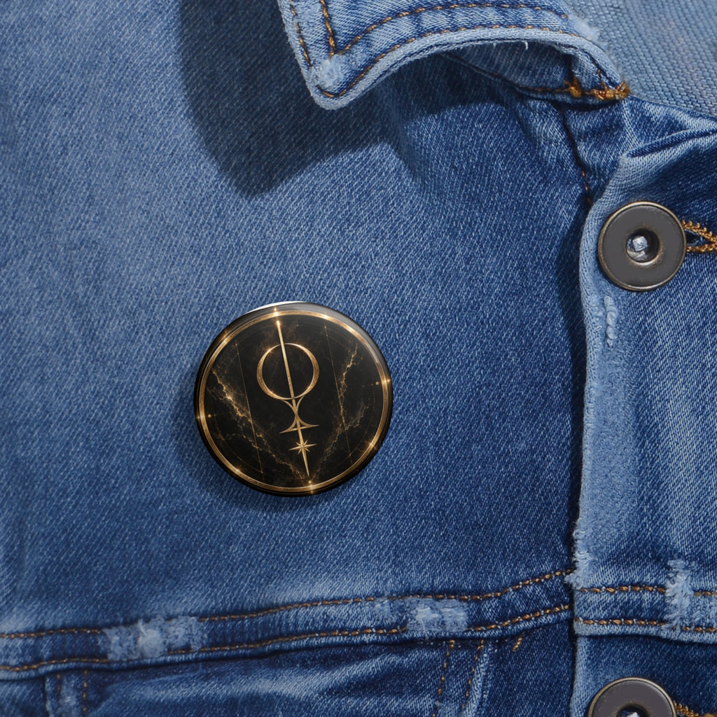 Mystic Gold Sigil Pin Button — Occult Symbol Enamel-Style Badge