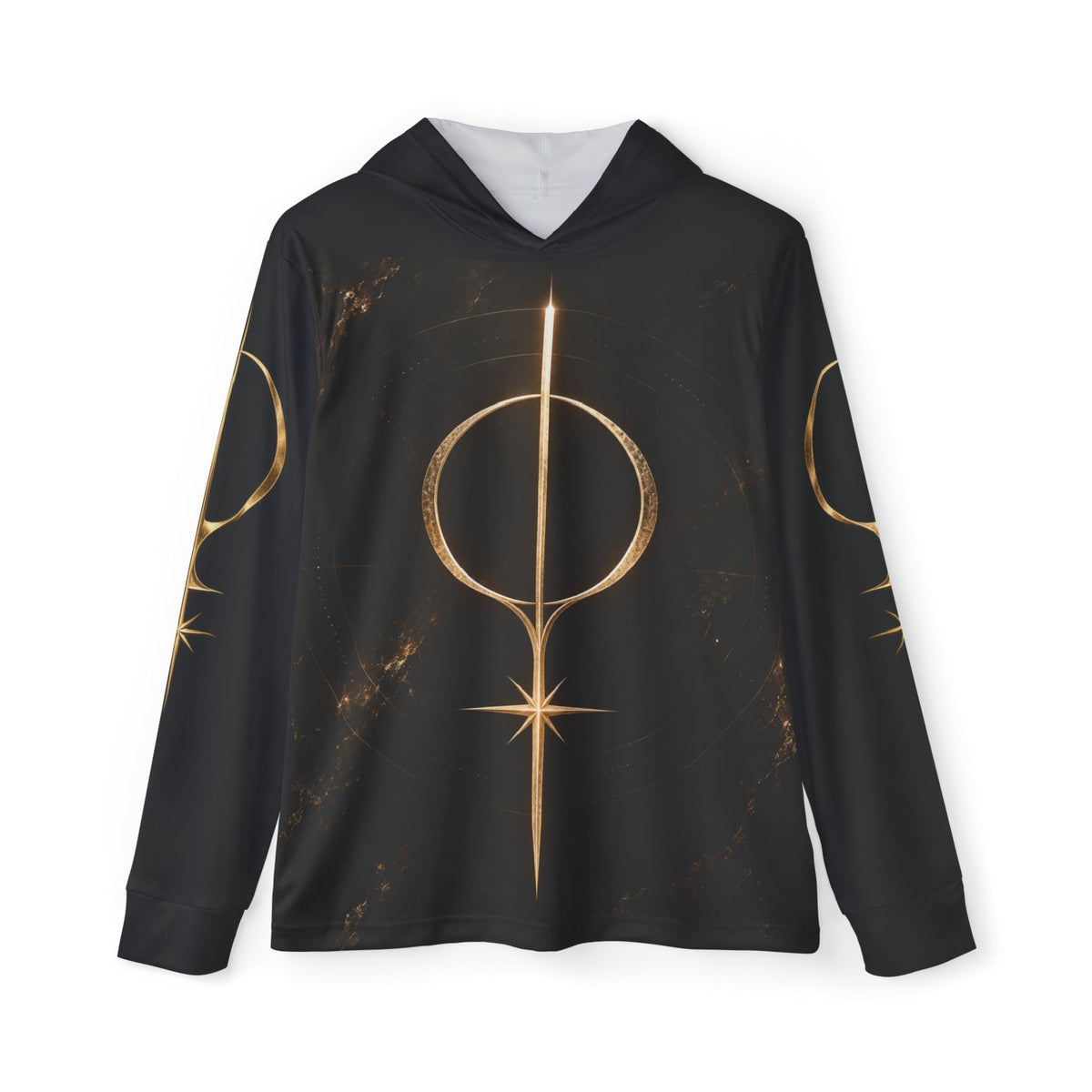 Lucidian Orchestra Logo Hoodie — Gold Emblem Sports Warmup Hoodie