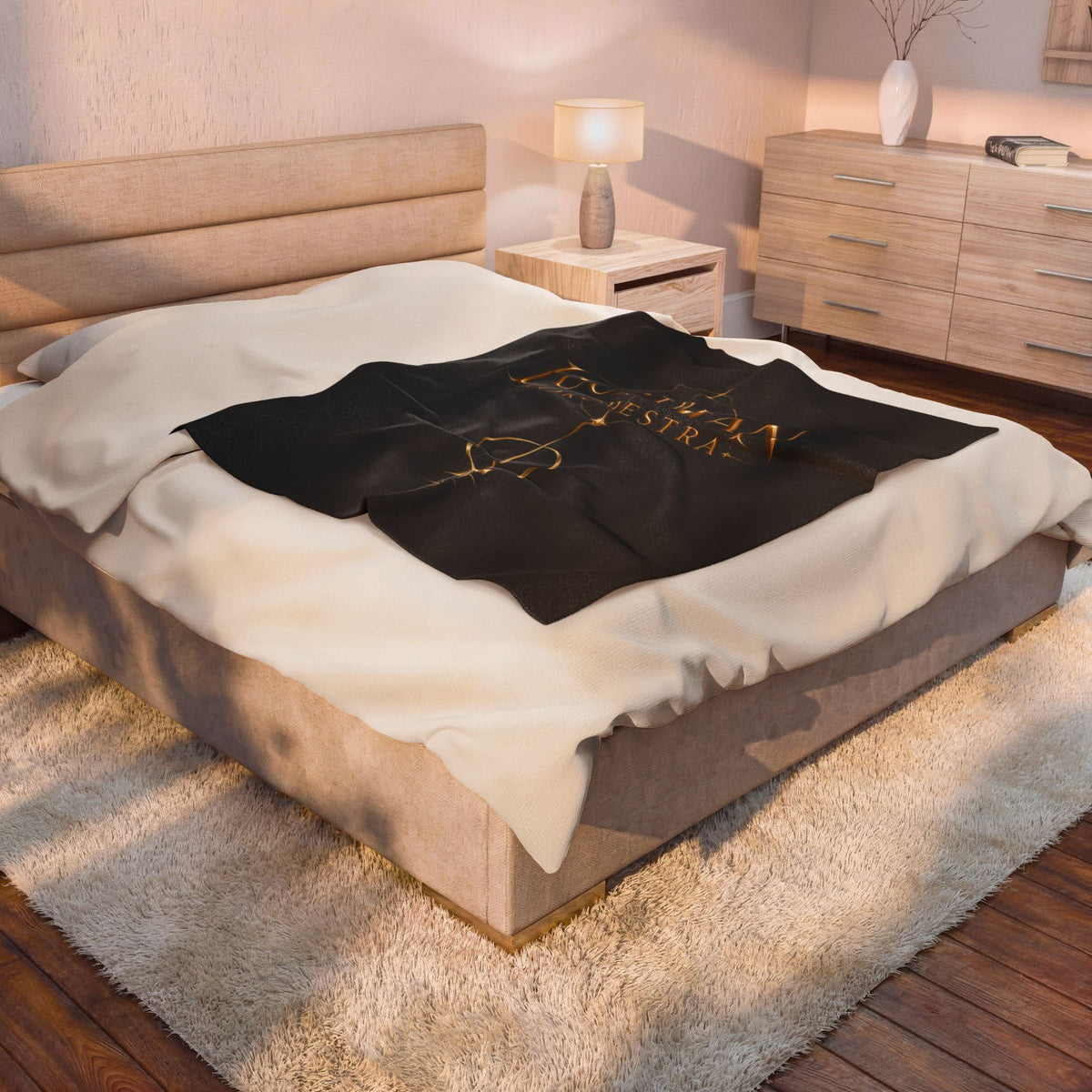The Lucidian Orchestra Velveteen Plush Blanket – Gold Emblem Cozy Throw