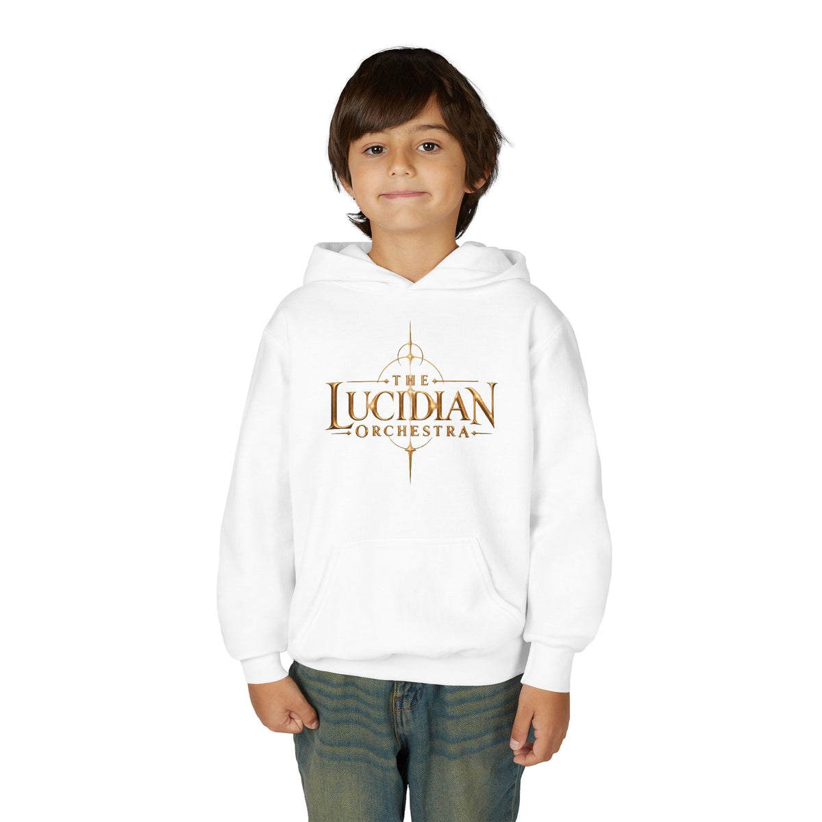 Youth Hoodie — 'The Lucidian Orchestra' Gold Logo Pullover