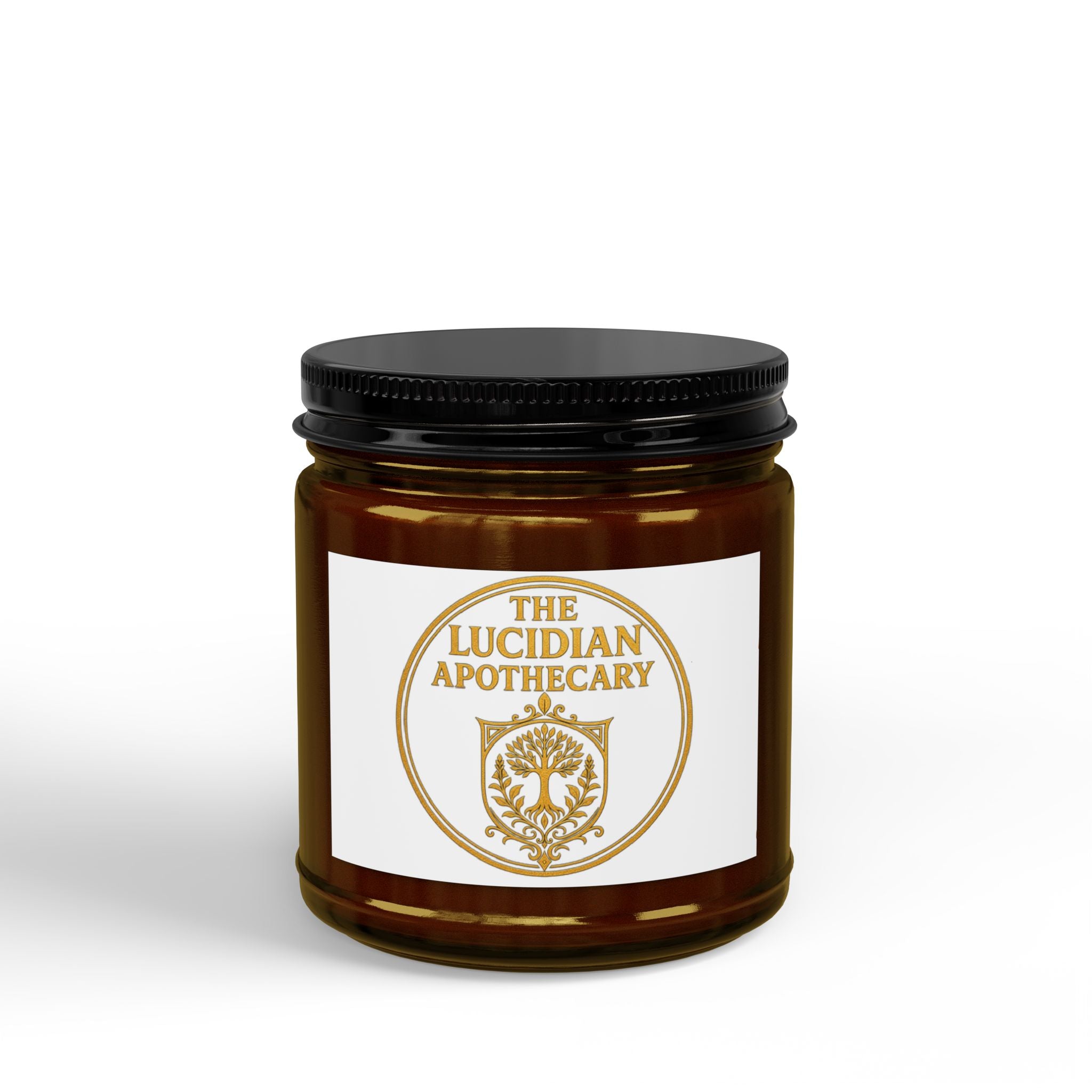 Lucidian Apothecary Scented Soy Candle - Amber Jar with Black Lid (4oz & 9oz)