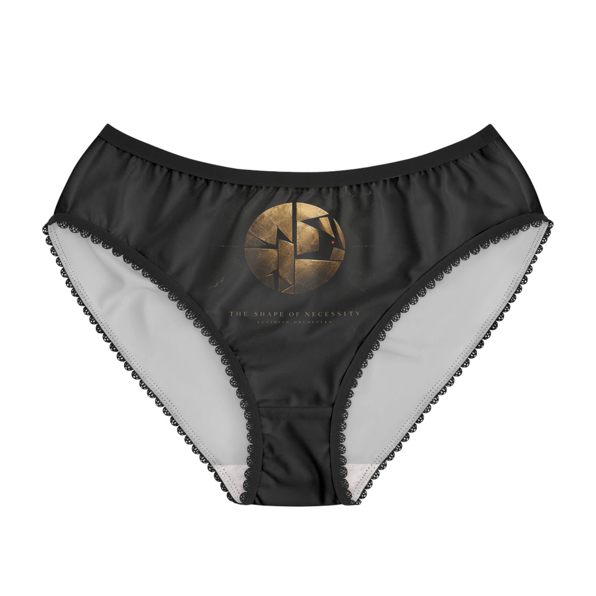 Black Logo Briefs — Sleek Metallic Emblem Women's Briefs
