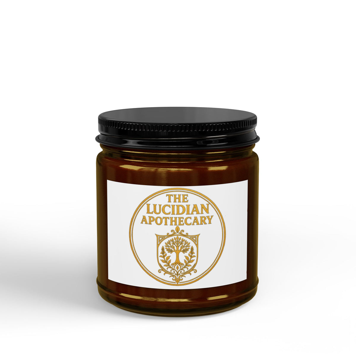 Lucidian Apothecary Scented Soy Candle - Amber Jar with Black Lid (4oz)