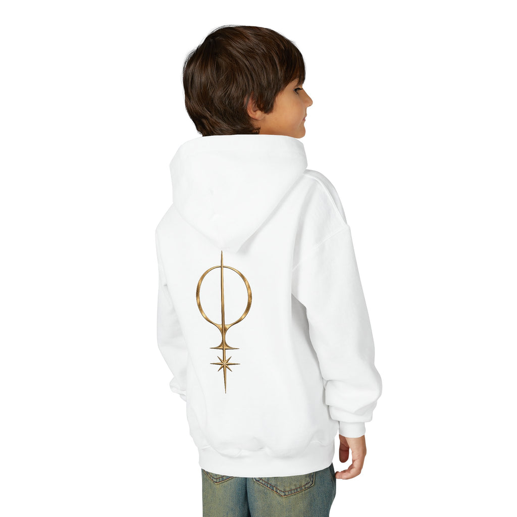 Youth Hoodie — 'Approved Mutation' Graphic Hoodie with Gold Symbol Back