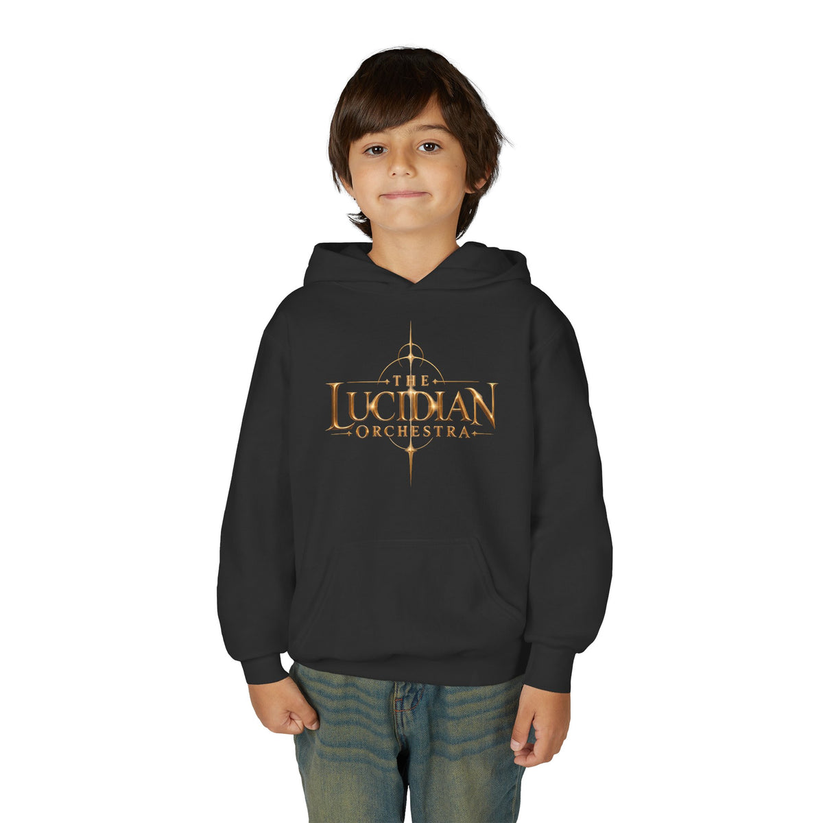 Youth Hoodie — 'The Lucidian Orchestra' Gold Logo Pullover