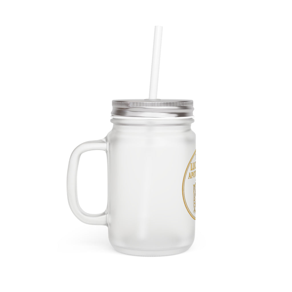 Lucidian Apothecary Mason Jar Tumbler — Glass Jar Cup with Lid & Straw