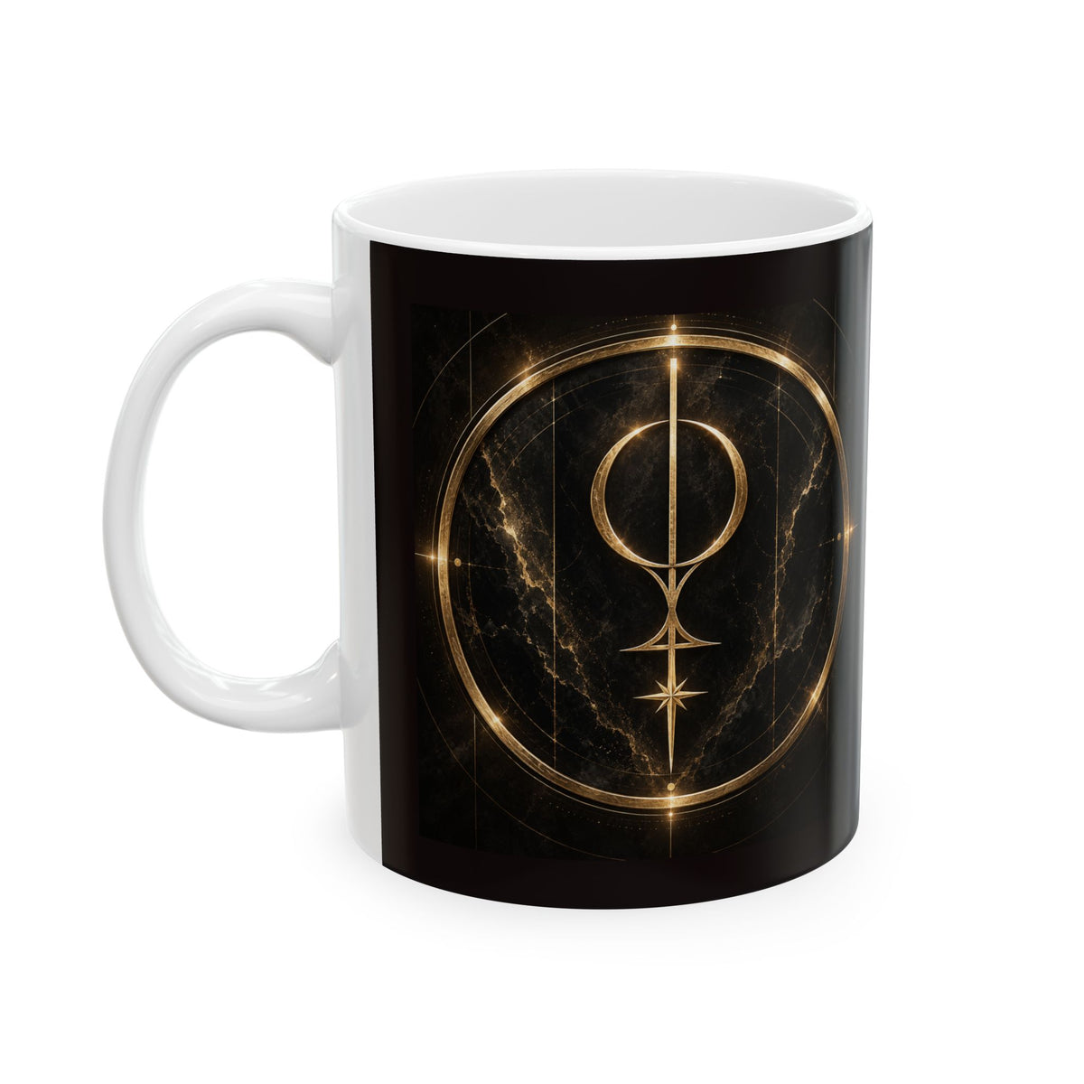 Lucidian Orchestra Logo Ceramic Mug – Gold Emblem Coffee Cup (11oz)