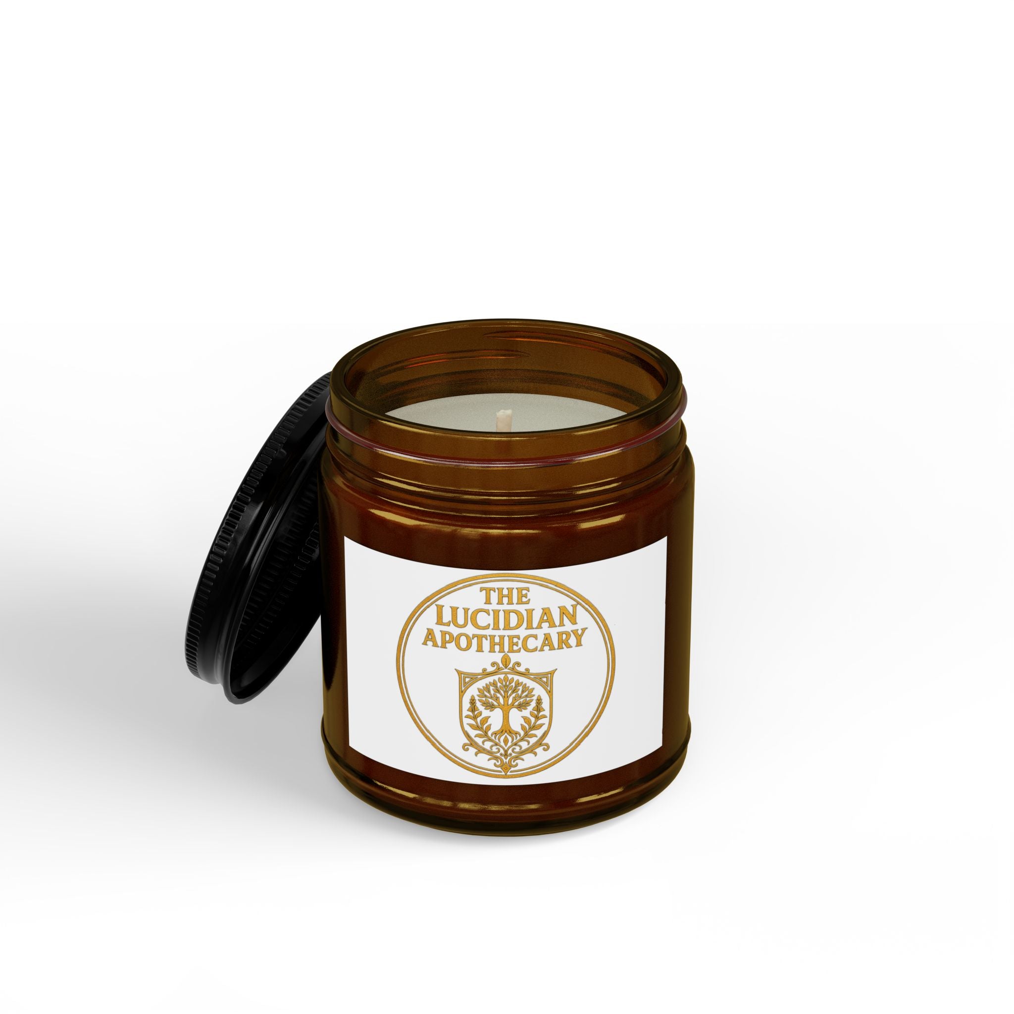 Lucidian Apothecary Scented Soy Candle - Amber Jar with Black Lid (4oz & 9oz)
