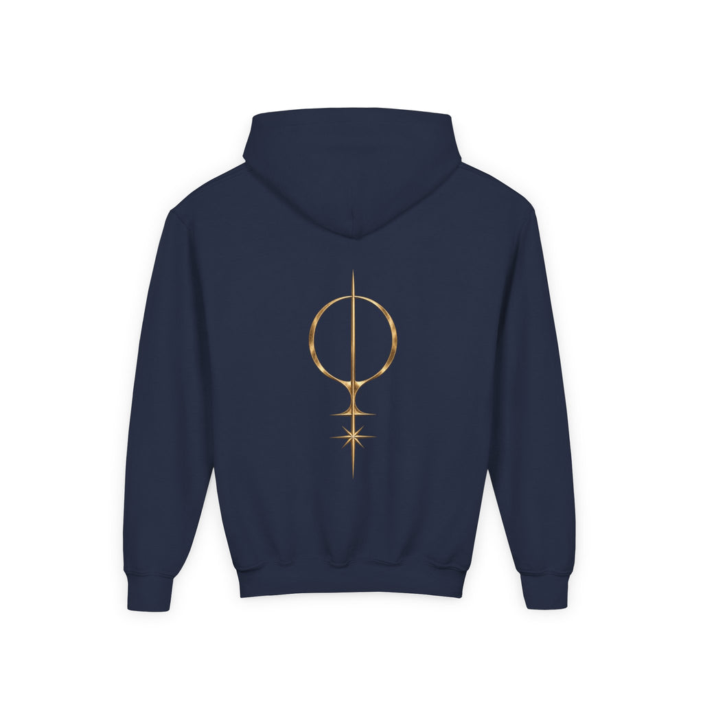 Youth Hoodie — 'Approved Mutation' Graphic Hoodie with Gold Symbol Back