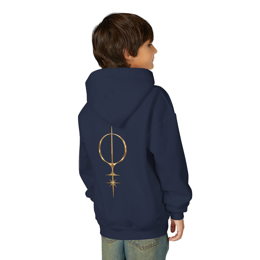 Youth Hoodie — 'Approved Mutation' Graphic Hoodie with Gold Symbol Back