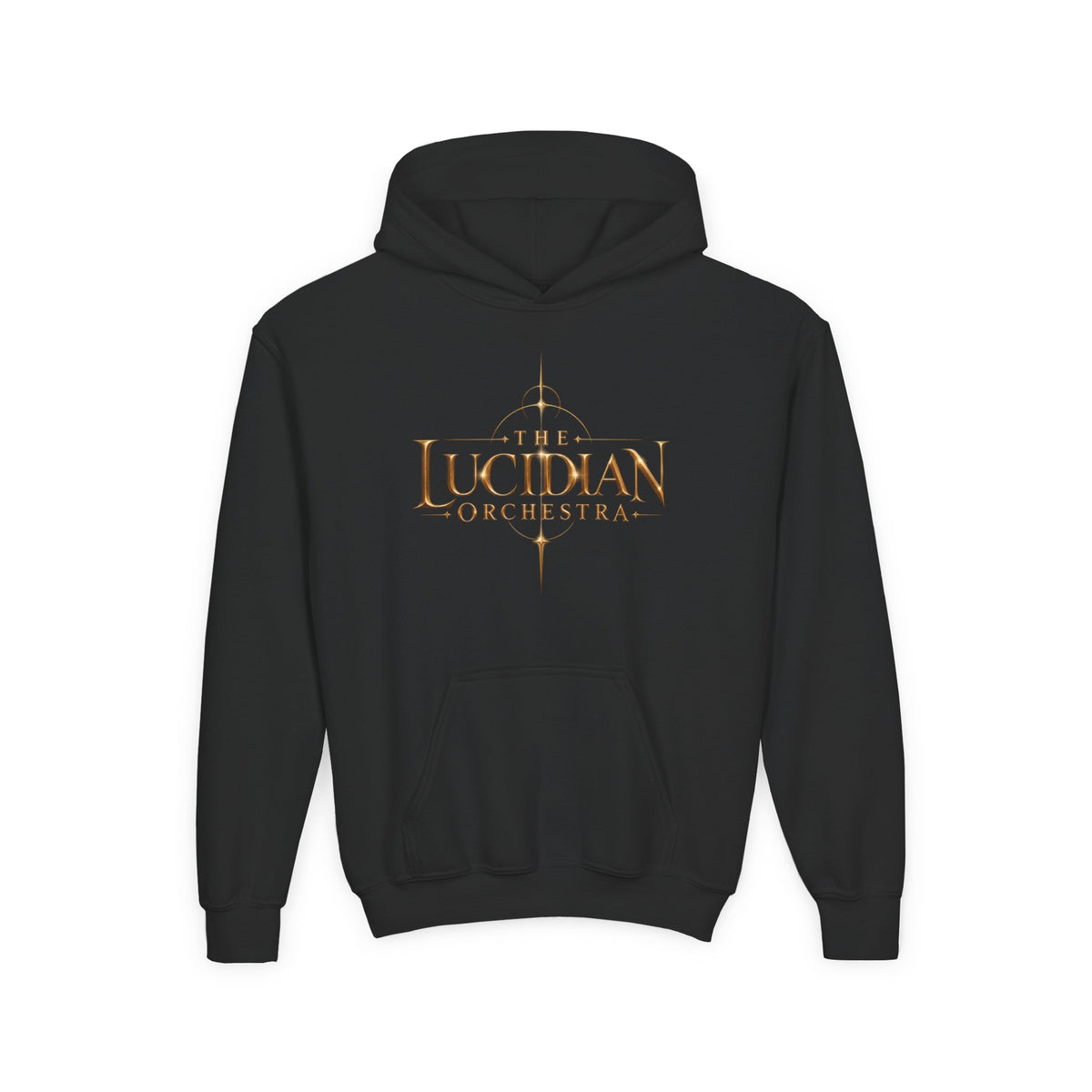 Youth Hoodie — 'The Lucidian Orchestra' Gold Logo Pullover