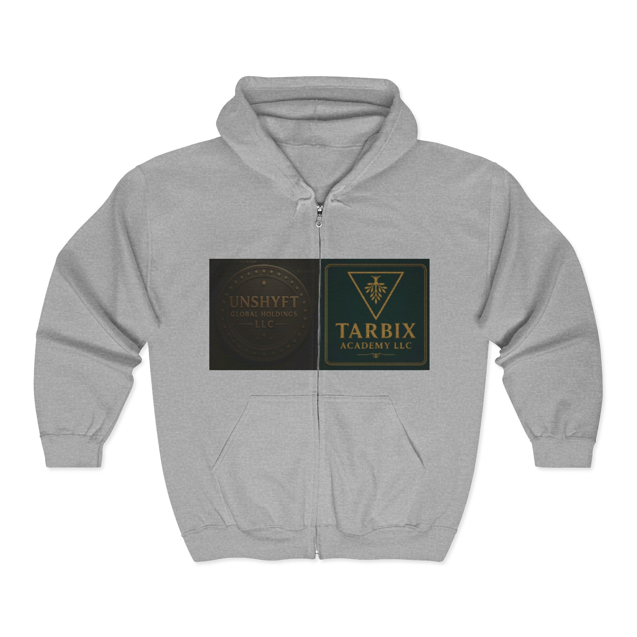 Tarbix Academy Zip Hoodie – Black Full-Zip Sweatshirt with Gold Crest