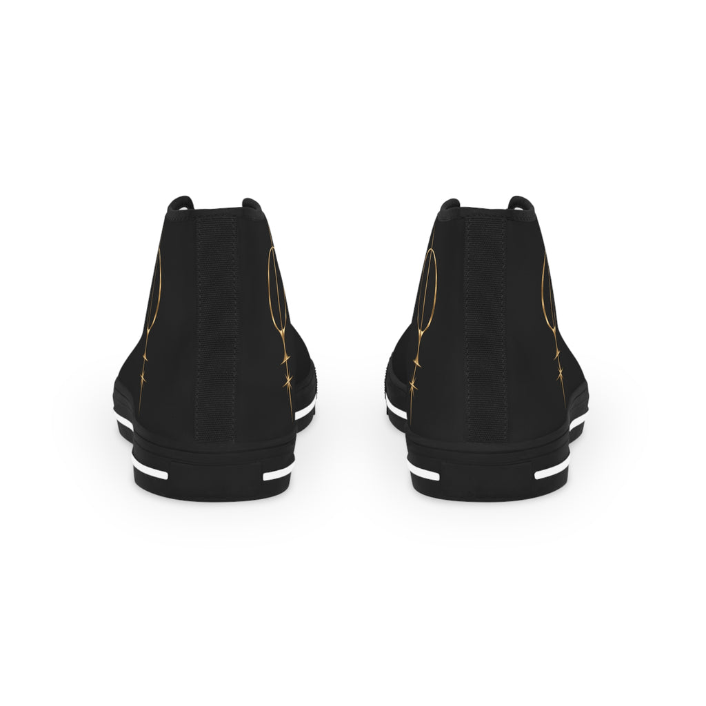 White High-Top Sneakers with Minimal Gold Nautical Compass Accent
