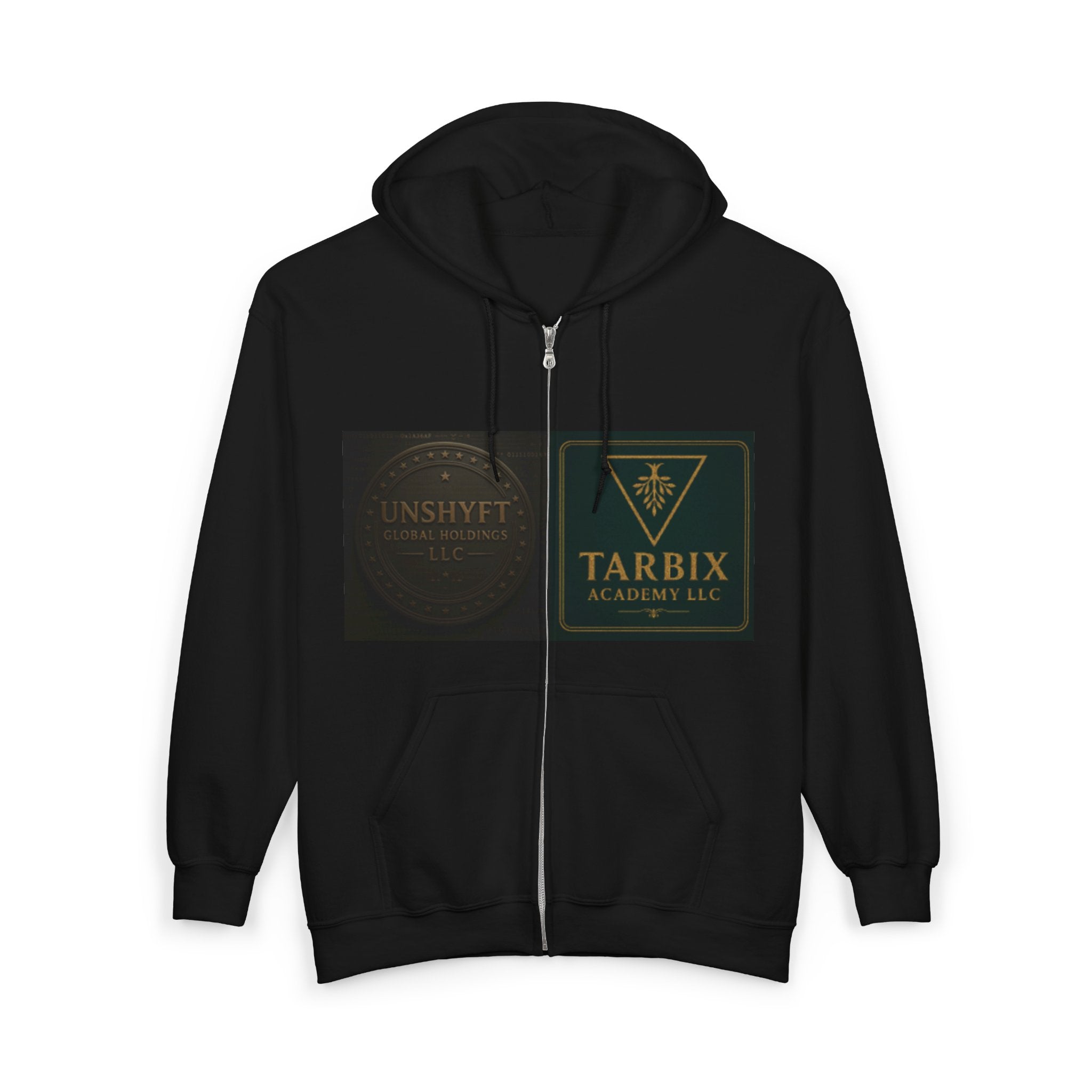 Tarbix Academy Zip Hoodie – Black Full-Zip Sweatshirt with Gold Crest