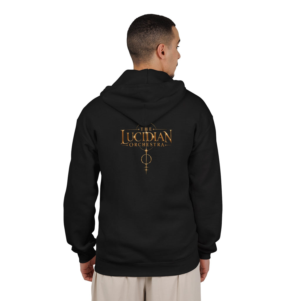 Lucidian Orchestra Zip Hoodie — Symphonic Stage Art Full-Zip Sweatshirt