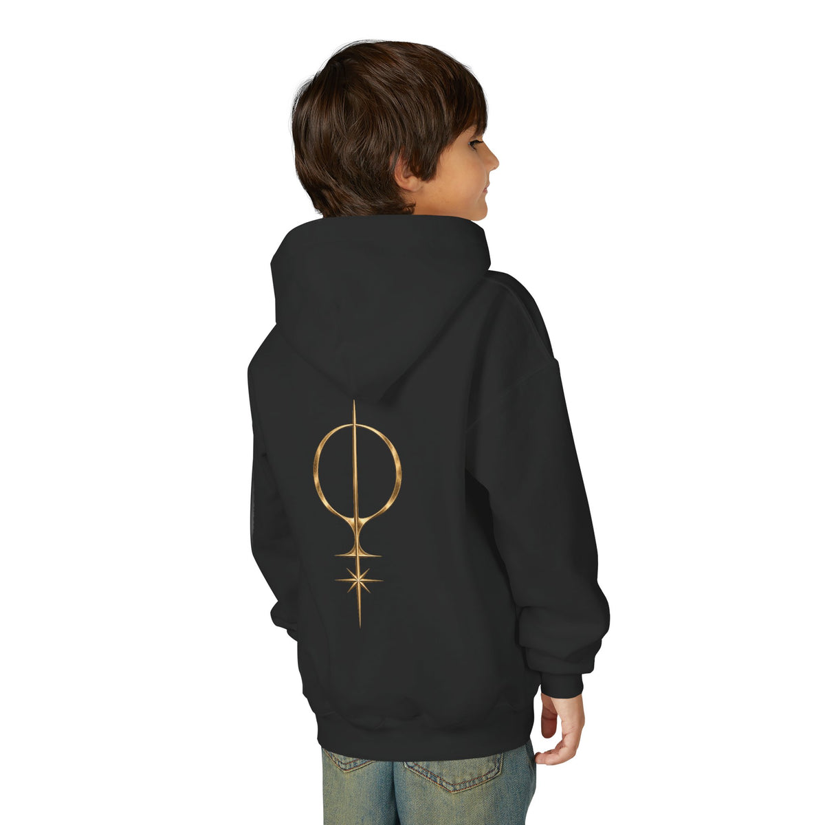 Youth Hoodie — 'Approved Mutation' Graphic Hoodie with Gold Symbol Back