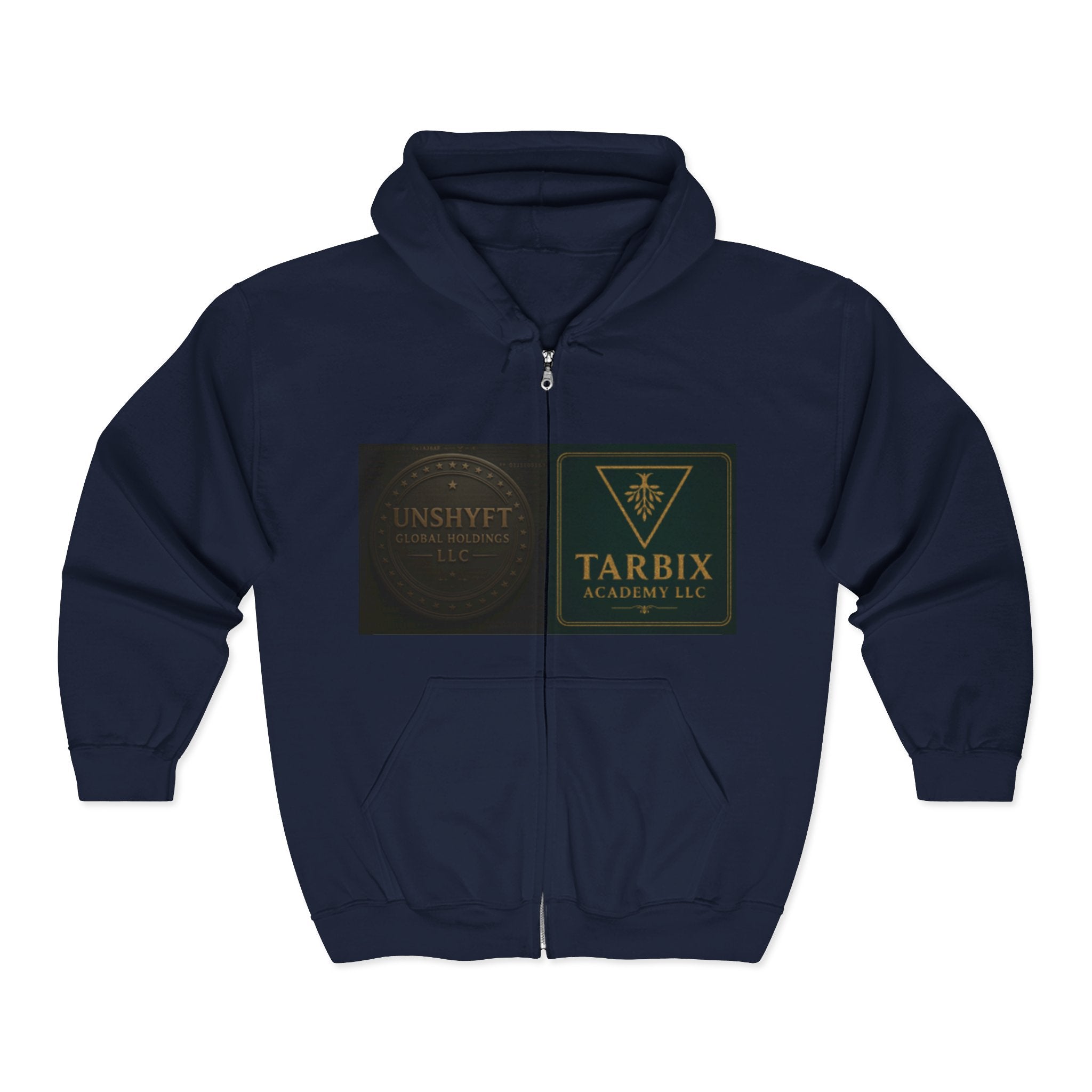 Tarbix Academy Zip Hoodie – Black Full-Zip Sweatshirt with Gold Crest