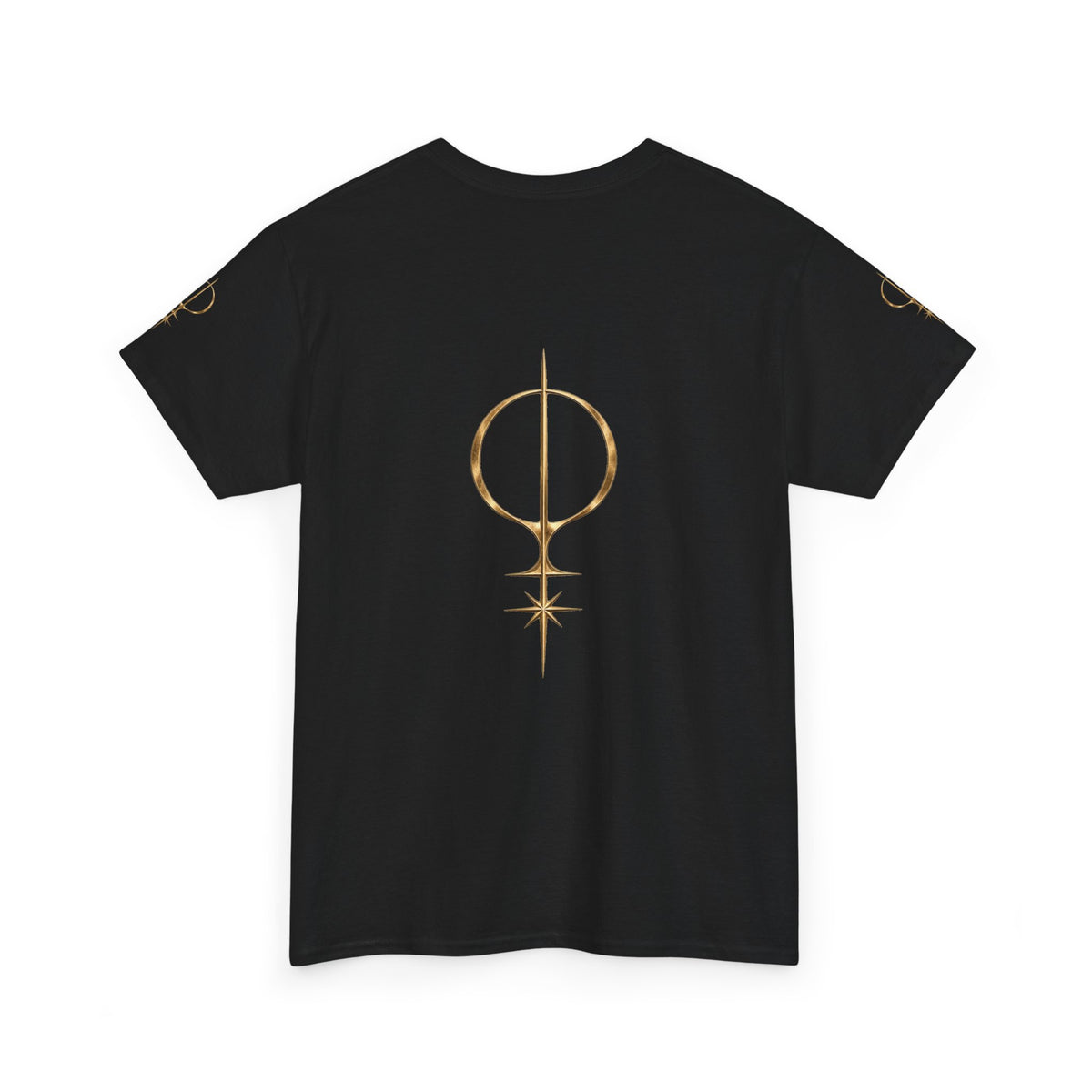 T-Shirt — Mystical Cathedral Graphic Tee with Gold Sigil (The Light Beyond the Halls)
