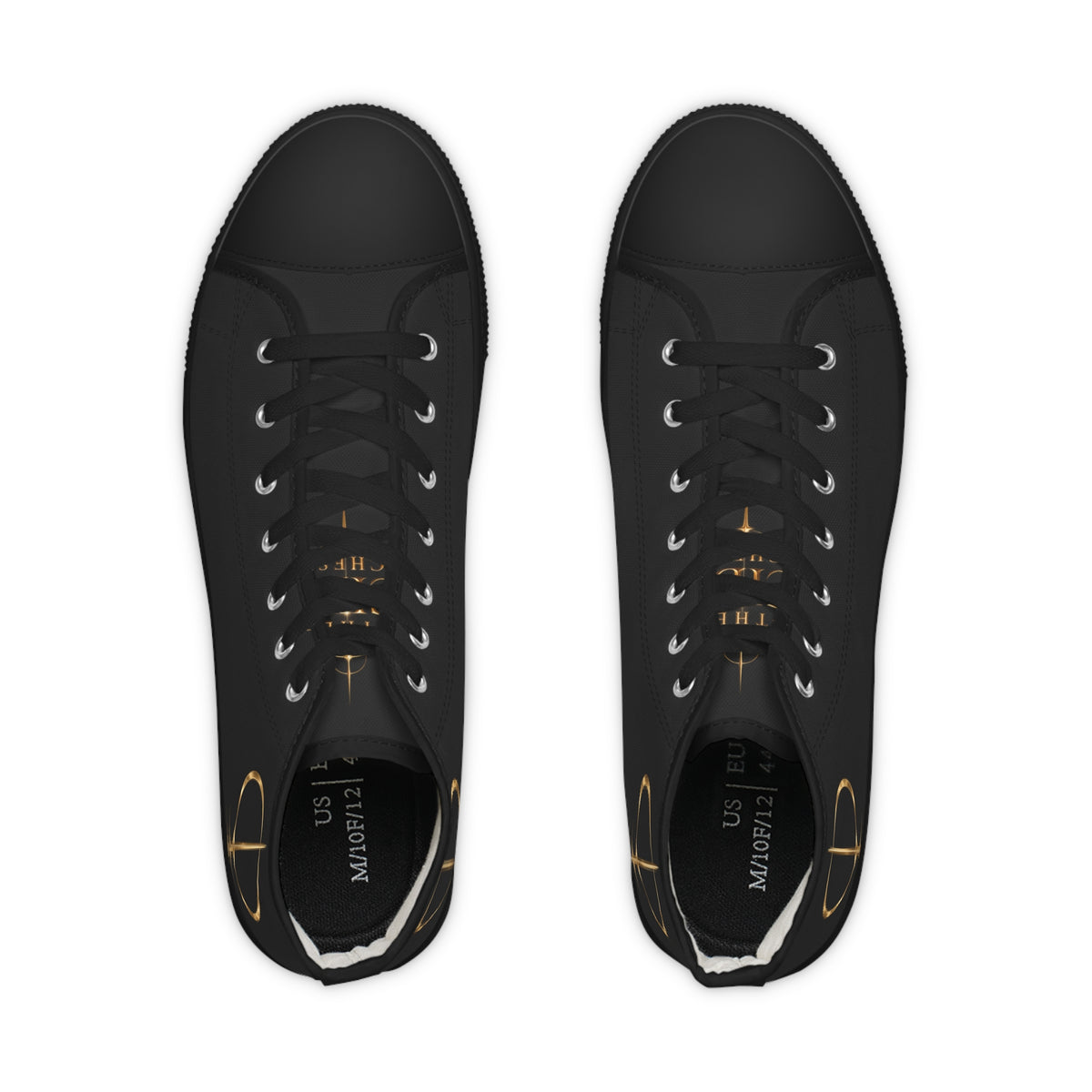White High-Top Sneakers with Minimal Gold Nautical Compass Accent