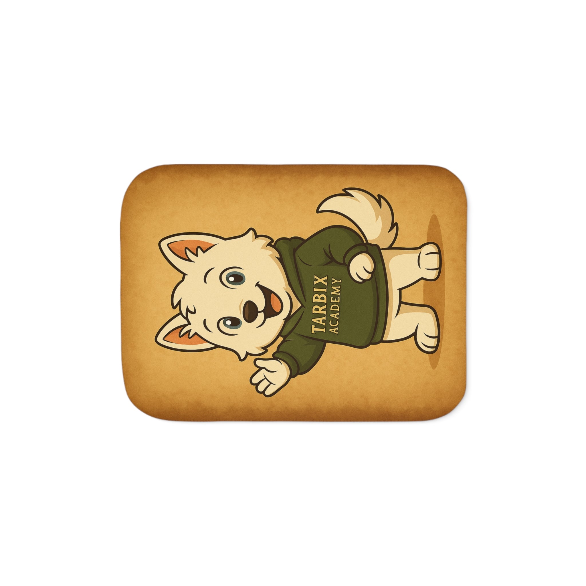 Sherpa Blanket - Cute White Pup in 'Tarbix Academy' Hoodie Plush Throw