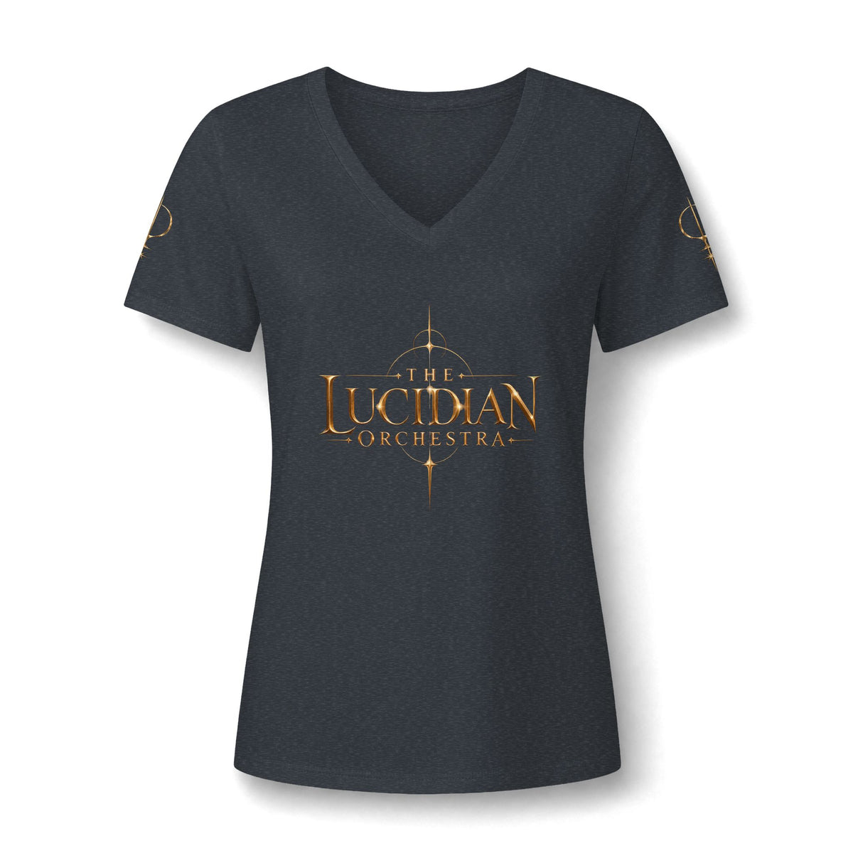 Lucidian Orchestra Women's V-Neck Tee — Elegant Music Logo Tee
