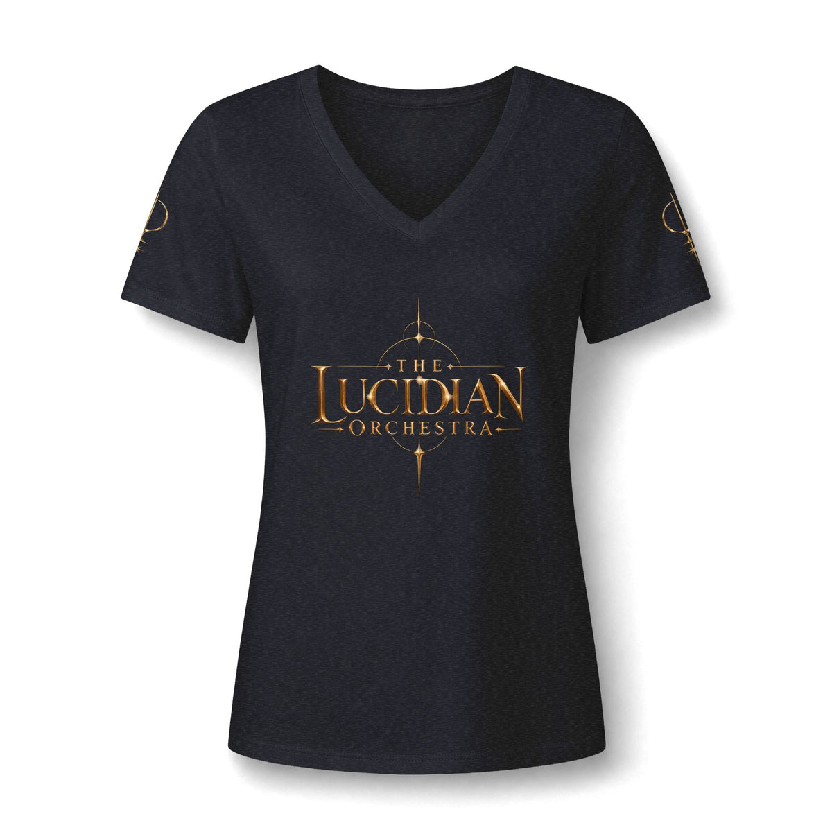 Lucidian Orchestra Women's V-Neck Tee — Elegant Music Logo Tee