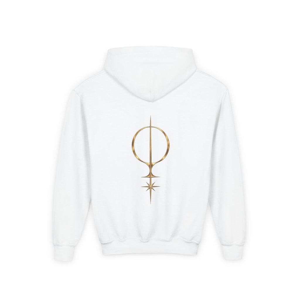 Youth Hoodie — 'Approved Mutation' Graphic Hoodie with Gold Symbol Back