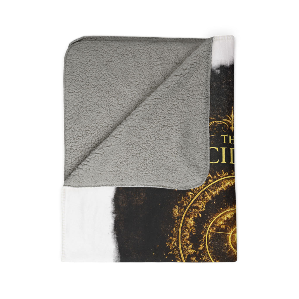 Lucidian Library Fleece Sherpa Blanket — Magical Golden Spiral Bookish Throw