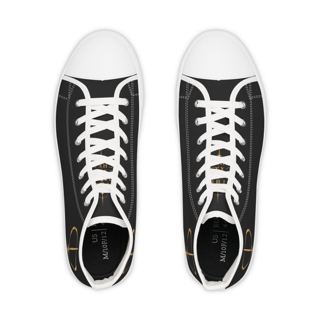 White High-Top Sneakers with Minimal Gold Nautical Compass Accent